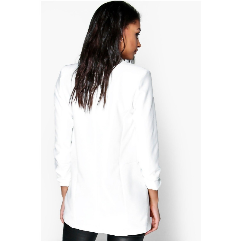 white ruched blazer