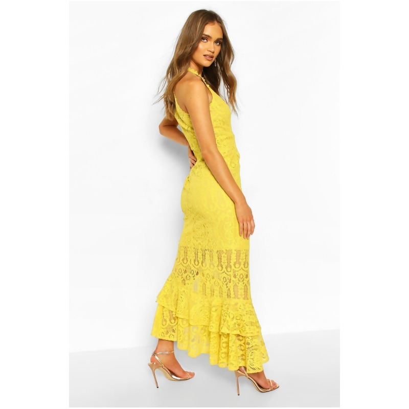 boohoo yellow lace dress