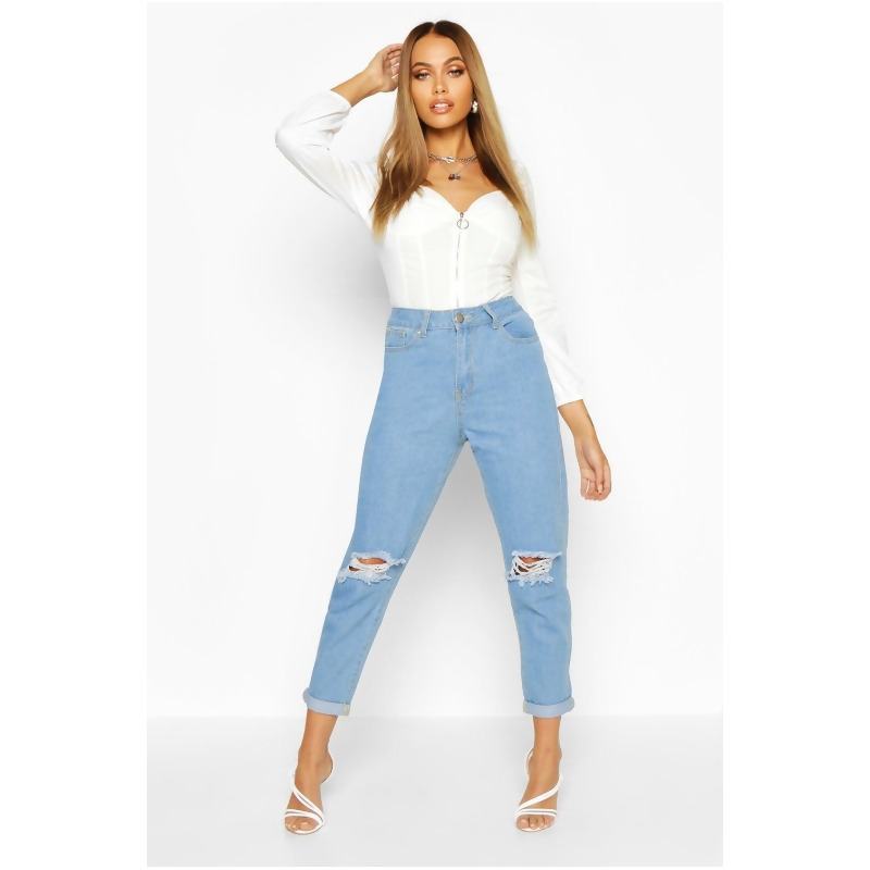 mid rise distressed boyfriend jeans