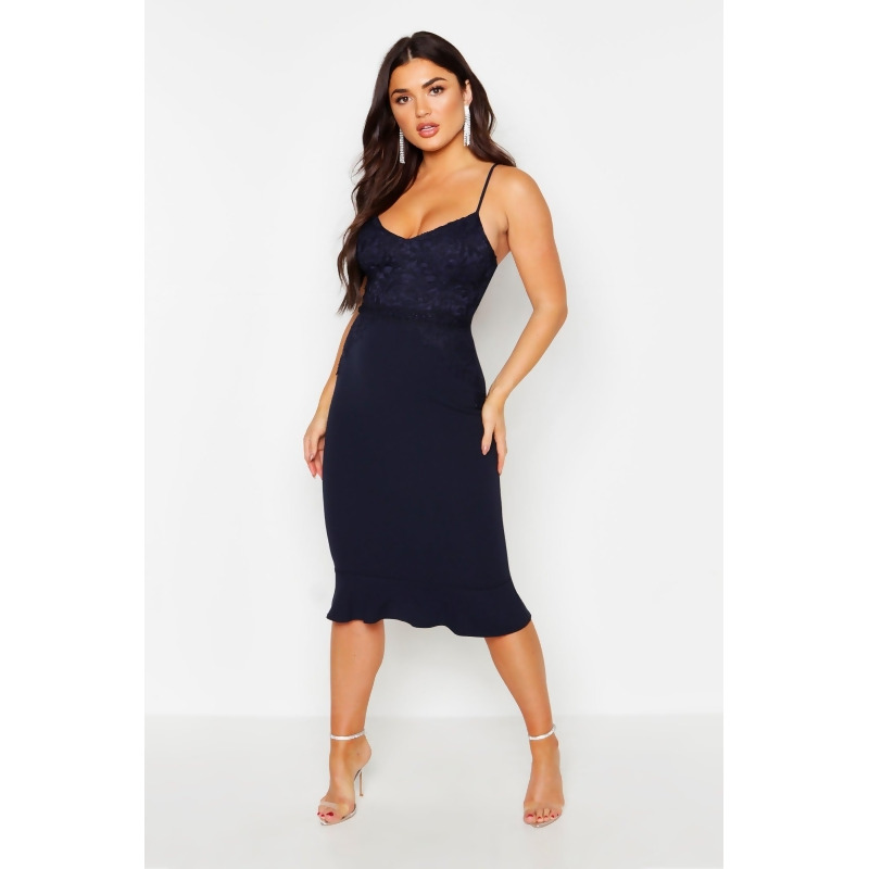 boohoo navy midi dress