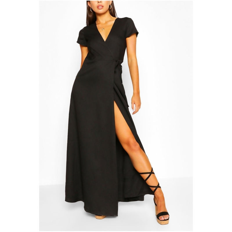 plunge wrap maxi dress