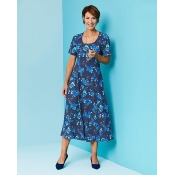 Navy Multi Print Round Neck Jersey Dress Navy Multi Print Round Neck Jersey Dress