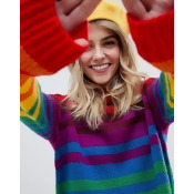 ASOS DESIGN oversized jumper in bright stripe - Multi ASOS DESIGN oversized jumper in bright stripe - Multi