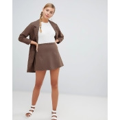 Monki Brown Dogtooth Flared Mini Skirt - Brown Monki Brown Dogtooth Flared Mini Skirt - Brown