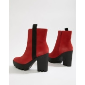 Calvin Klein chunky red suede branded heeled ankle boots - Red Calvin Klein chunky red suede branded heeled ankle boots - Red