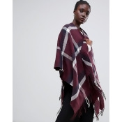 Warehouse oversized knitted scarf in red check - Berry Warehouse oversized knitted scarf in red check - Berry