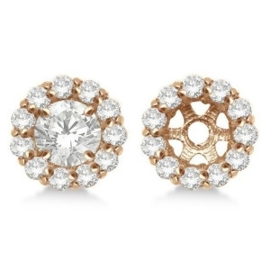 Round Diamond Earring Jackets for 6mm Studs 14K Rose Gold 0.80ct - All