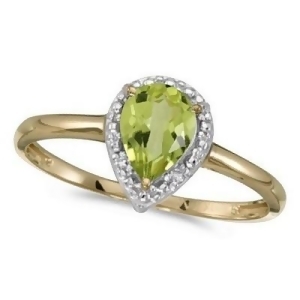 Pear Shape Peridot and Diamond Cocktail Ring 14k Yellow Gold - All