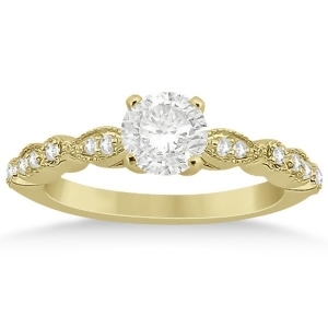 Petite Marquise and Dot Diamond Engagement Ring 14k Yellow Gold 0.12ct - All
