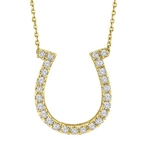 Diamond Horseshoe Pendant Necklace 14k Yellow Gold 0.26ct - All