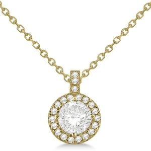Diamond Halo Pendant Necklace Round Solitaire 14k Yellow Gold 2.00ct - All