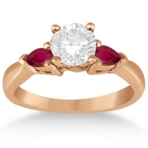 Pear Cut Three Stone Ruby Engagement Ring 14k Rose Gold 0.50ct - All