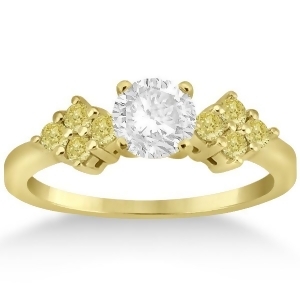 Designer Yellow Diamond Floral Engagement Ring 18k Yellow Gold 0.24ct - All