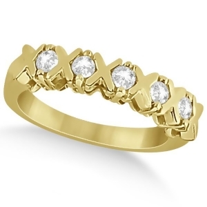 Five Stone Xoxo Diamond Ring Anniversary Band 18k Yellow Gold 0.75ct - All