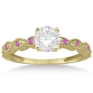 Vintage Marquise Pink Sapphire Engagement Ring 18k Yellow Gold 0.18ct - All