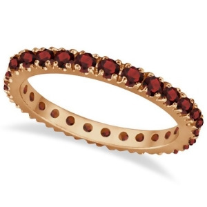 Garnet Eternity Band Stackable Ring 14K Rose Gold 0.50ct - All