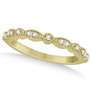 Petite Marquise and Dot Diamond Wedding Band in 14k Yellow Gold 0.13ct - All