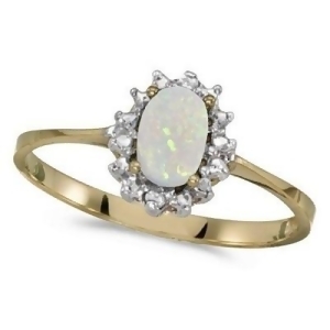 Opal and Diamond Right Hand Flower Shaped Ring 14k Yellow Gold 0.55ct - All