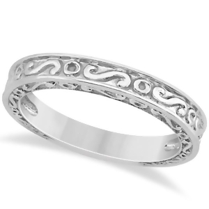 Hand-carved Infinity Design Filigree Wedding Band in 18k White Gold - All