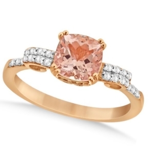 Cushion Cut Morganite Ring with Diamonds Rose Gold Vermeil 1.37ctw - All