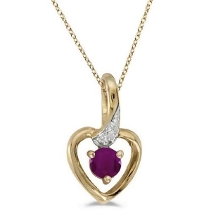 Ruby and Diamond Heart Pendant Necklace 14k Yellow Gold - All