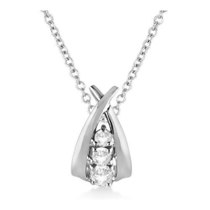 X Swoop Three-Stone Diamond Pendant Necklace 14k White Gold 0.25ct - All