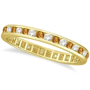 Citrine and Diamond Channel-Set Eternity Ring 14k Yellow Gold 1.00ct - All
