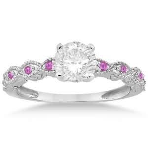 Vintage Marquise Pink Sapphire Engagement Ring Palladium 0.18ct - All
