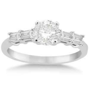 Five Stone Diamond Baguette Engagement Ring 18K White Gold 0.36ct - All