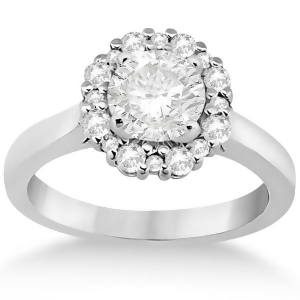 Diamond Halo Engagement Ring 14K White Gold Prong Setting 0.32ct - All