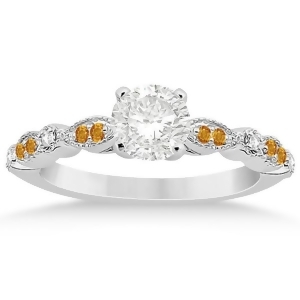 Marquise and Dot Citrine Diamond Engagement Ring 18k White Gold 0.24ct - All