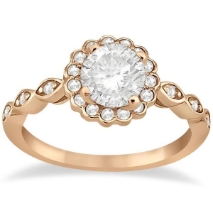 Floral Halo Diamond Marquise Engagement Ring 14k Rose Gold 0.24ct - All