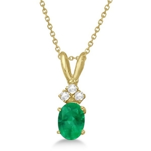 Oval Emerald Pendant with Diamonds 14K Yellow Gold 0.72ctw - All