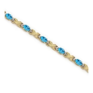 Blue Topaz and Diamond Xoxo Link Bracelet 14k Yellow Gold 6.65ct - All