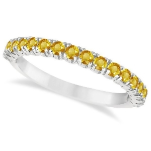 Half-eternity Pave-Set Yellow Sapphire Stack Ring 14k White Gold 0.95ct - All