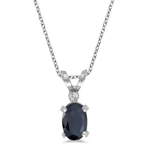 Sapphire and Diamond Solitaire Filagree Pendant 14K White Gold 0.55ct - All