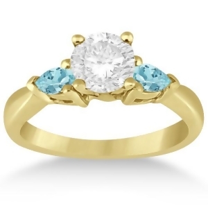 Pear Cut Three Stone Aquamarine Engagement Ring 14k Yellow Gold 0.50ct - All