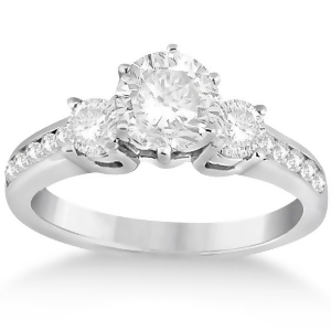 Three-stone Diamond Engagement Ring with Sidestones in 14k White Gold 0.45 ctw - All
