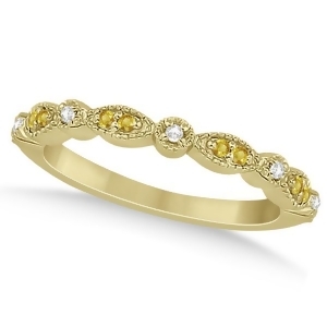 Yellow Sapphire and Diamond Marquise Wedding Band 18k Yellow Gold 0.25ct - All
