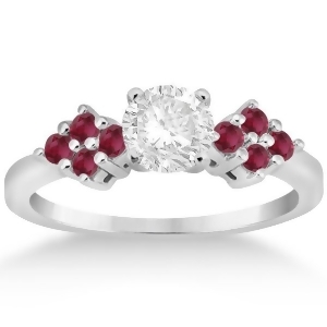 Designer Ruby Cluster Floral Engagement Ring in Platinum 0.35ct - All