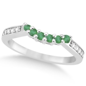 Floral Diamond and Emerald Wedding Ring 18k White Gold 0.28ct - All