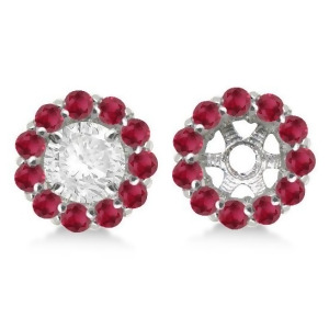Round Ruby Earring Jackets for 5mm Studs 14K White Gold 1.08ct - All