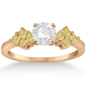Designer Yellow Diamond Floral Engagement Ring 18k Rose Gold 0.24ct - All