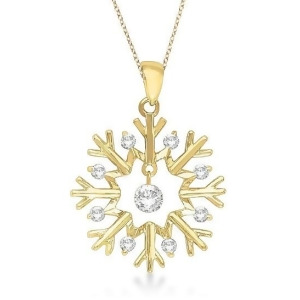 Snowflake Shaped Diamond Pendant Necklace 14k Yellow Gold 0.20ct - All