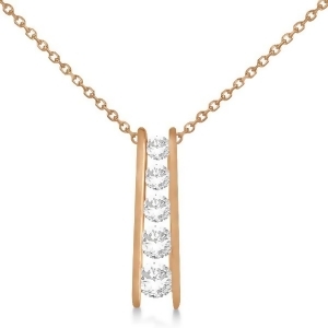 Channel Set Graduated Diamond Journey Necklace 14K Rose Gold 1.05ct - All