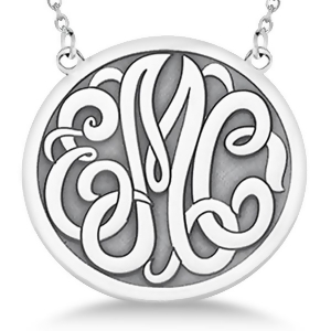 Engraved Initial Circle Monogram Pendant Necklace in Sterling Silver - All