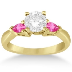 Three Stone Pink Sapphire Engagement Ring 14k Yellow Gold 0.50ct - All