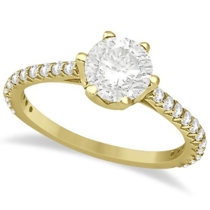 Diamond Accented Moissanite Engagement Ring in 14K Yellow Gold 1.33ctw - All