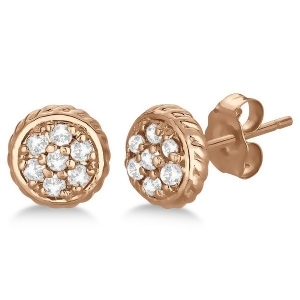 Round Cluster Diamond Earrings 14k Rose Gold 0.25ct - All