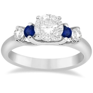 Five Stone Diamond and Sapphire Engagement Ring 14k White Gold 0.50ct - All